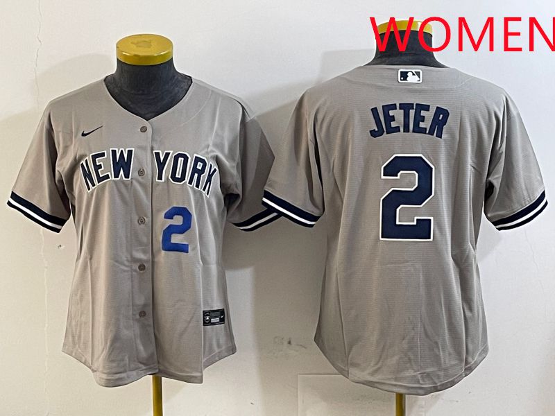 Women New York Yankees 2 Jeter Grey Game 2025 Nike MLB Jersey style 8